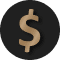 Gold dollar sign icon with black background
