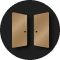 Gold two open doors icon with black background