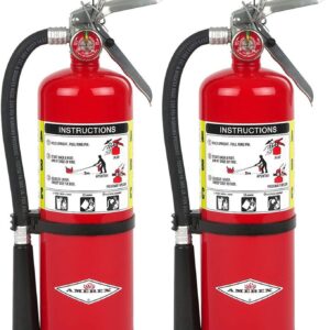 Close up of 2 Amerex B500 fire extinguishers
