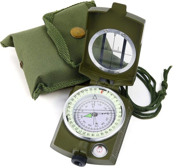 Close up of a green Sportneer compass
