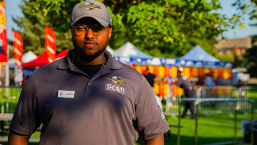 A male Flex point security guard at an Asian Festival in the Greater Toronto Area