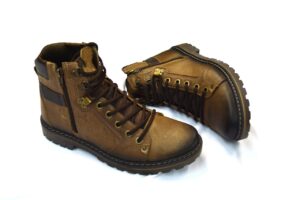 Close up of high-quality brown safety boots