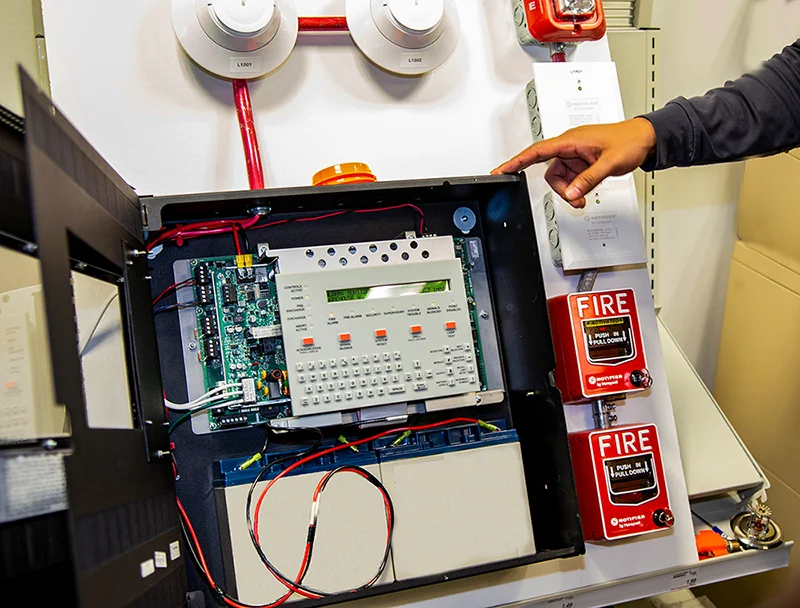 Close up of a Fire Alarm panel used for training purpose by the Flex Point Academy team.
